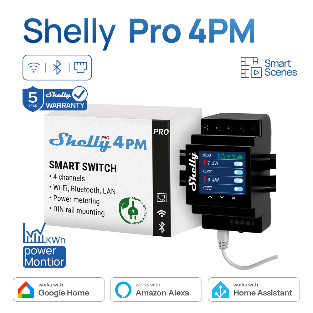 Home Automation Technology - Shelly Pro 4PM cztery kanały przekaźnik